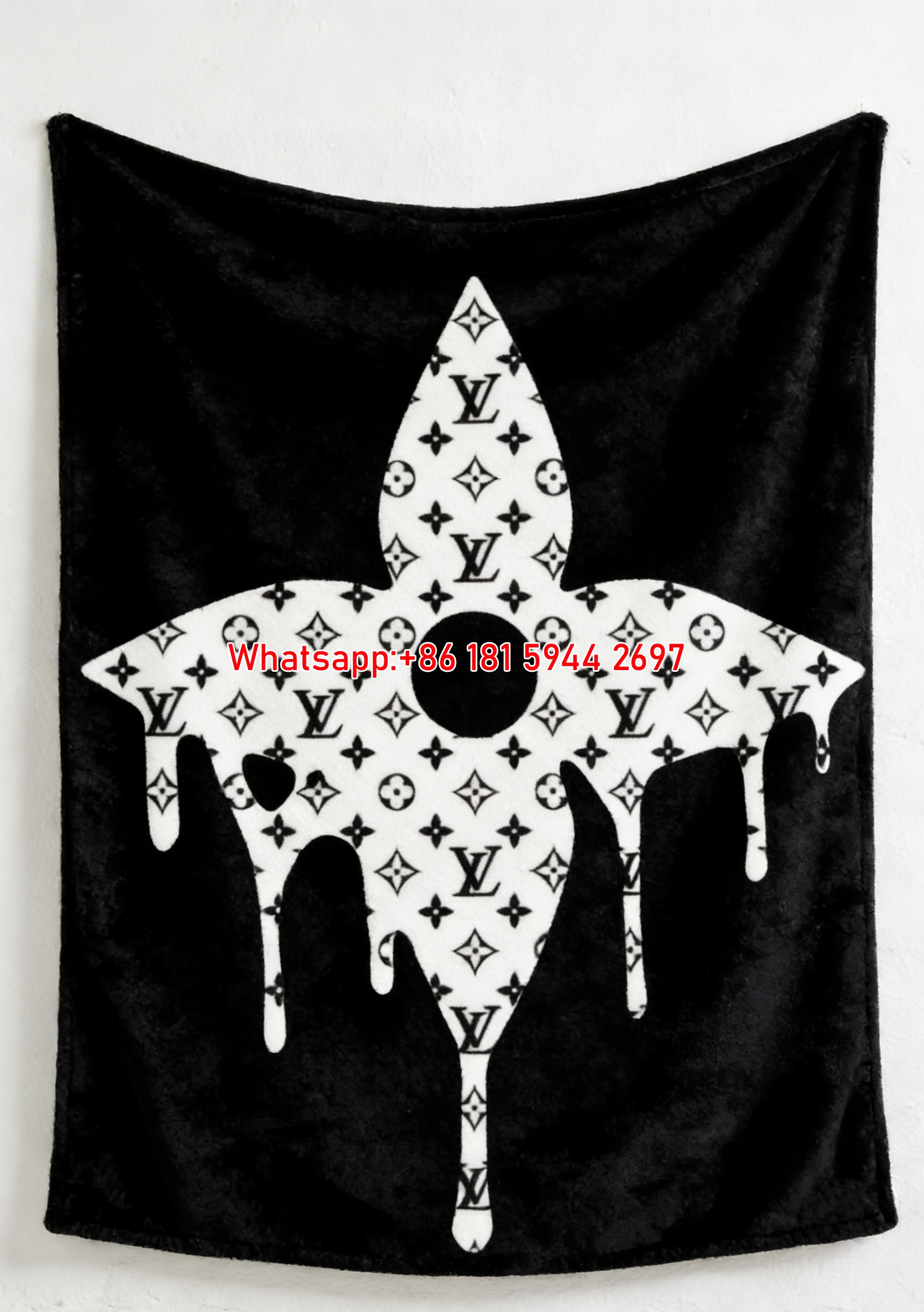 LV Drip Monogram Blanket Black & White LV Drip Blanket 090